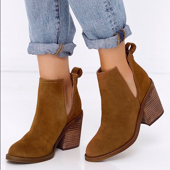 chestnut suede booties